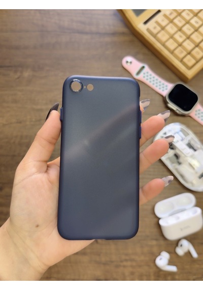 Apple iPhone 7 Uyumlu Süper İnce Mat Ultra Thin Silikon Kılıf Lacivert