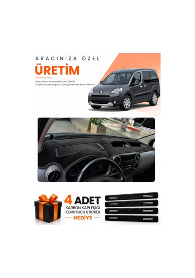Peugeot Partner Kapaklı 2010-2014 Uyumlu Torpido Koruma Örtüsü Oto Kılıfı - Siyah