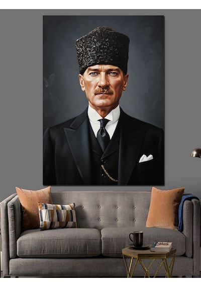 Ciddi Atatürk Portresi Tablosu Dekoratif Kanvas - Mdf Ahşap Tablo