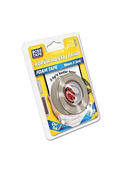 Tape Çift Tarafli Köpük Aksesuar Montaj Bandi 5 Kg, 19 Mm X 2 Metre Boyut