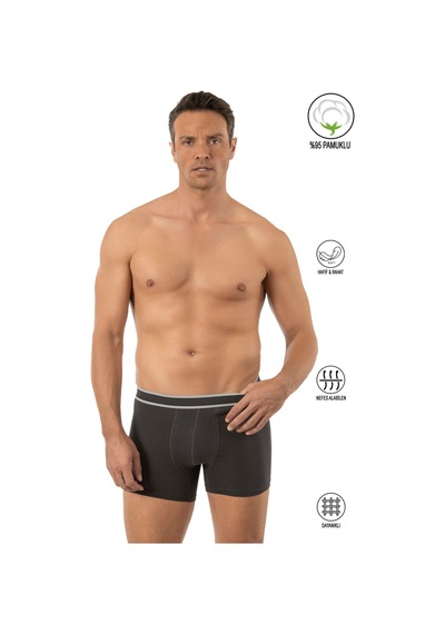 Özkan Underwear Özkan 11226 Erkek %95 Pamuklu Likralı Süprem Kumaş Esnek Rahat Boxer Şort Antrasit