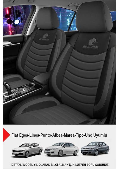 Panther Serisi Keten Kumaş Oto Koltuk Kılıfı Fiat Egea-linea-punto-albea-marea-tipo-uno Uyumlu Füme