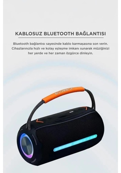 Özel Seri Torima Booms Box 360 Siyah Bluetooth Hoparlör Plaj Işıklı Parti