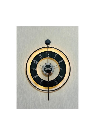 Pey Aksesuar Metal Camlı Duvar Saati 50 X 70 Cm Orta Boy Işıklı Gerçek Cam M51-siyah-şeffaf-siyah-gümüş Siyah