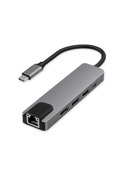 Usb C 5in1 Çoklayıcı Adaptör 4k Hdmı, Gigabit Lan, Usb-c Pd, 2 Usb 3.0 Portlu Type-c Hub Laptop