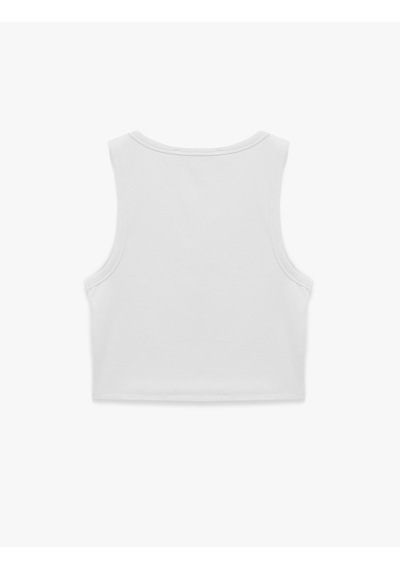 Koton Pamuklu Düğmeli Çizgili Kolsuz Hanley Yaka Crop Top Beyaz 6sak10240ek
