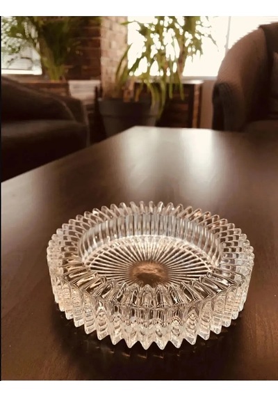 Kristal Lüks Cam Küllük 14cm Cam Beyaz Yuvarlak