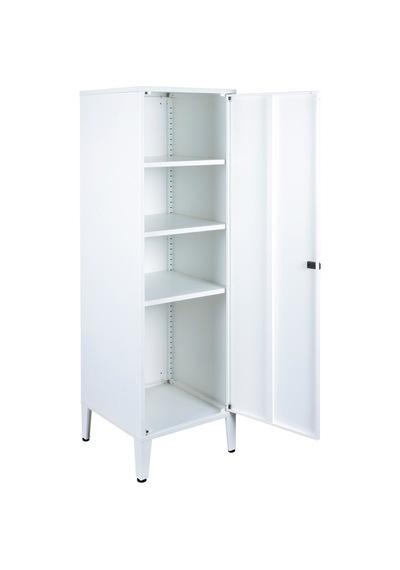 Alfahome Ziglat Serisi Kilitli Metal Home Office Dolabı Metal Kapaklı Beyaz Ral 9003 450x1390x450 Mm Gri-beyaz
