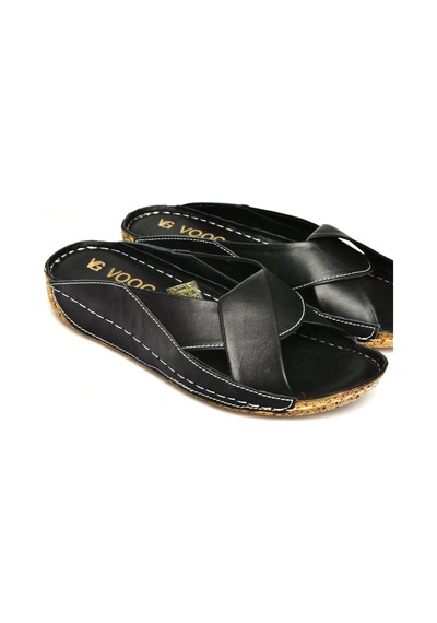 Fox Shoes U555060003 Siyah Hakiki Deri Terlik Siyah-hakiki Deri Siyah