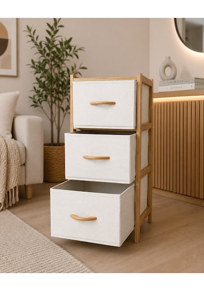 3 Çekmeceli Bambu Kabin - Çok Amaçlı Organizer Şifonyer 78.5 X 37 X 34.5 Cm Bej 3 Çekmeceli Bambu Kabin - Çok Amaçlı Organizer Şifonyer 78.5 X 37 X 34.5 Cm Bej