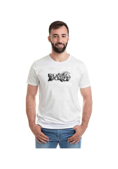 Trojan Truva Baskılı Beyaz Erkek Tshirt