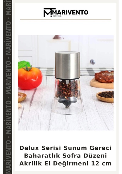 Delux Serisi Sunum Gereci Baharatlık Sofra Düzeni Akrilik El Değirmeni 12 Cm Çok Renkli