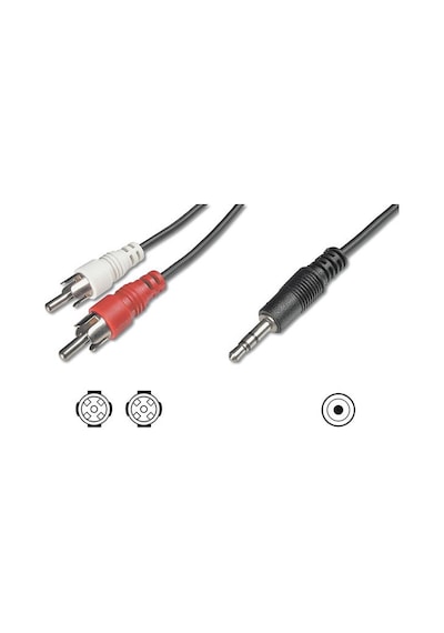 Digitus Ak-510300-015-s 1.5 Mt 3.5mm To 2 X Rca Erkek-erkek Ccs Zırhlı Audio Kablo