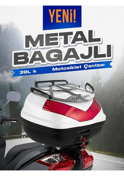 Wogen Wg39 Basic Metal Bagajlı Çanta Beyaz + Karbon Dizlik Hediyeli Beyaz