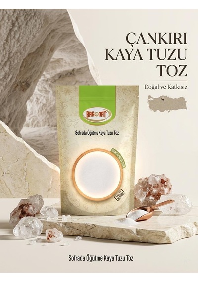 Bağdat Çankırı Kaya Tuzu Toz 500 Gr. Öğütülmüş Sofralık Doğal Kaya Tuzu