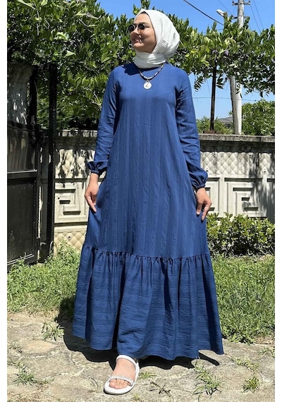 Rabia Şamlı Seda İndigo Elbise Lacivert