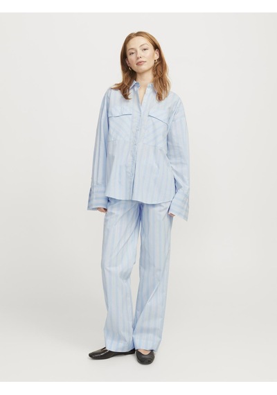 Jack & Jones Kadın Çizgili Gömlek - Ava - 12269669 Cashmere Blue Mavi