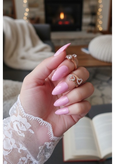 24 Adet Renkli Badem Takma Tırnak 814 Pembe