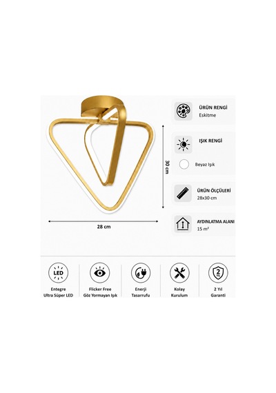 AvizeGO Urban Led Plafonyer Avize Beyaz Işık Eskitme