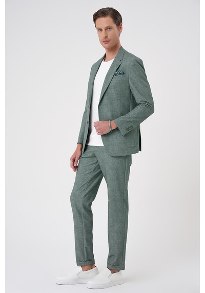Efor Comfort Fit Mono Yaka Çift Yırtmaç Torba Cep Casual Yeşil Ceket C 701 Yeşil