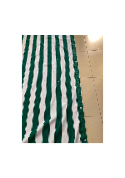 Özel Ölçülerinizle Kuşgözü Kapsüllü Balkon Brandası 300 Gr Pamuklu Kumaş Yeşil Beyaz