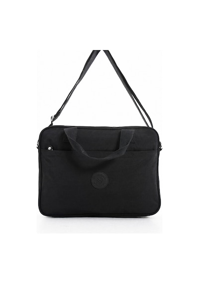 Sanmorris Unisex Krinkıl Siyah Renkli Suya Dayanıklı Laptop Bölmeli Çapraz-el Askılı Evrak Ve Laptop Çantası Siyah
