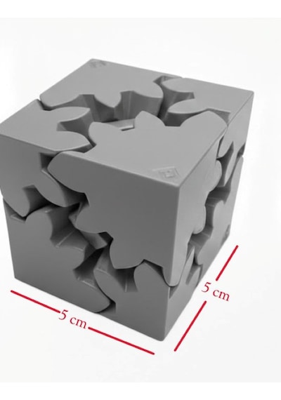 Mekanik Dişli Çarklı Zeka Küpü Hareketli Puzzle Yapı Bloğu - Eğitici Zeka Küpü Stres Oyuncağı-gri