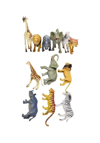 Vahşi Hayvan Xl Büyük Boy 6lı Zebra Aslan Fil Gergedan Zürafa Kaplan