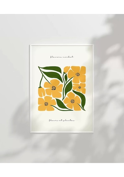 Çerçevesiz Poster Sarı Çiçek Deseni