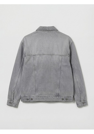 Lcw Vision Gri Gömlek Yaka Oversize Kadın Jean Ceket