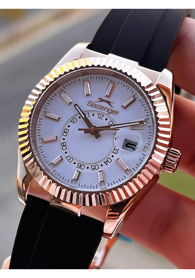 Slazenger Silikon Kordon İç Fonksiyonları Aktif 10 Atm Suya Dayanıklı Erkek Kol Saati Esl.09.2514.03 Rose Gold