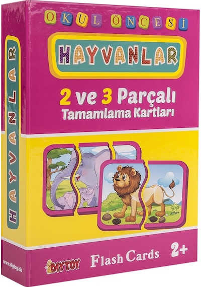 Dıy Toy Okul Öncesi Hayvanlar 2 ve 3 Parçalı Tamamlama Kartları