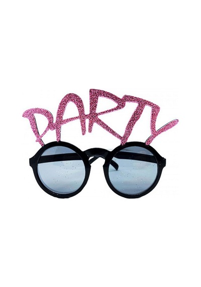 Party Yazılı Simli Pembe Renk Parti Gözlüğü 15x7 Cm N712