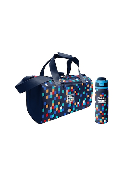 Coral High Lacivert Çok Renli Geometrik Desenler Erkek Çocuk Spor Çantası Ve 800 Ml Çelik Matara Seti 27550