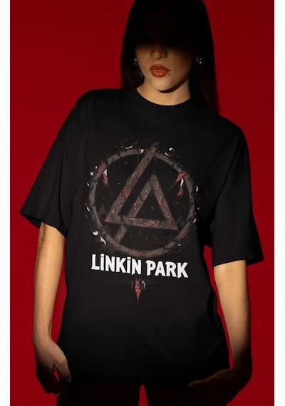 Tasarım Linkin Park Rock Metal Müzik Grubu Baskılı Unisex Oversiz Siyah