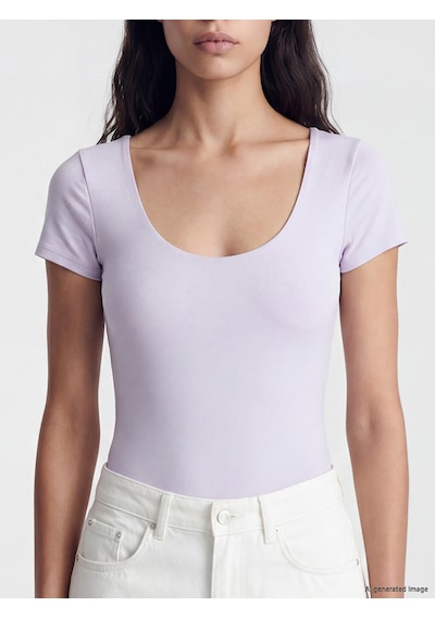 Lcw Vision Lila U Yaka Kadın Çıtçıtlı Body