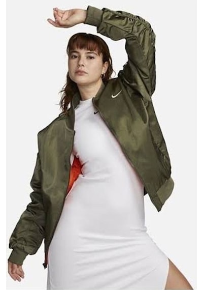 Nike Womens Sportswear Reversible Varsity Çift Taraflı Bomber Jacket Dv7876-222 Yeşil