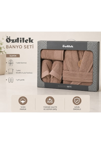 Özdilek Colourist Toprak Kişisel Banyo Bornoz Seti Xl Beden