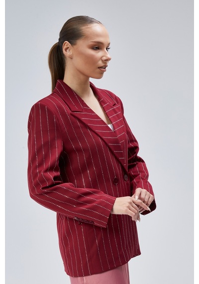 Kadın Taş İşlemeli Regular Vatkalı Blazer Ceket Siyah