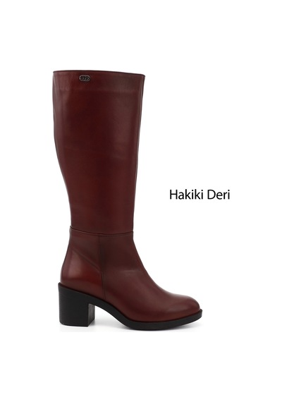 Gönderi(R) Gönderi R Kadın Bordo Fermuarlı Kalın Topuklu Hakiki Deri Çizme Gkzc13452512 Bordo