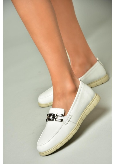 Fox Shoes P555081103 Beyaz Hakiki Deri Günlük Kadın Ayakkabı Beyaz-hakiki Deri Beyaz