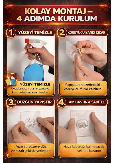 Sas Haus 3 Katlı Siyah Yapışkanlı Banyo Rafı, Şampuanlık Duş Düzenleyici, Paslanmaz Metal Banyo Duvar Askısı - TŞ-03