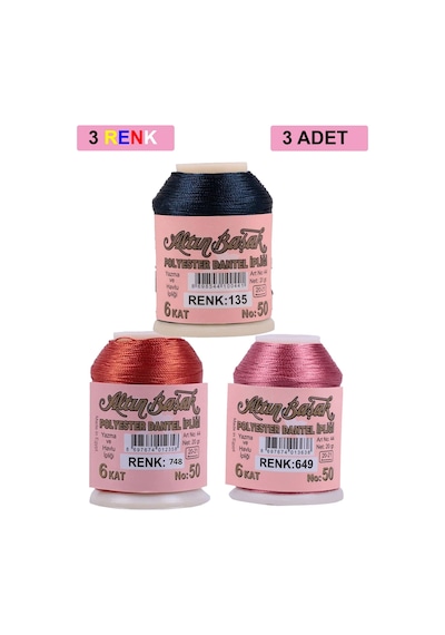 3 Adet Altınbaşak Oya Ve Dantel İpi 20 Gr - Royaleks - No: 748 - 649 - 135