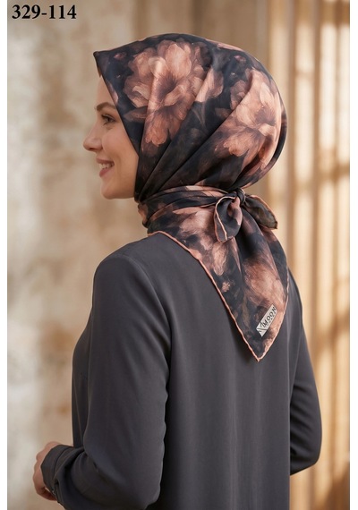 Moonscarfs Moonscarf Soft Pamuk Eşarp Siyah Somon 329-114 Çok Renkli