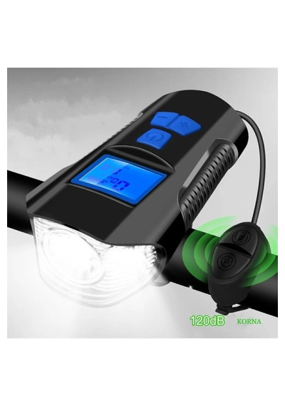 Techtic Lcd Hız Göstergeli Su Geçirmez 1500mah Kornalı Bisiklet Mavi - Siyah