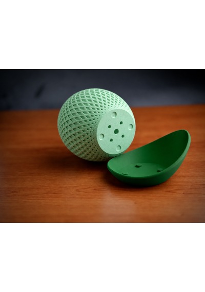 3d Baskı Küre Saksı - Kafes Dokulu İki Parçalı Dekoratif Saksı - Mint-yeşil