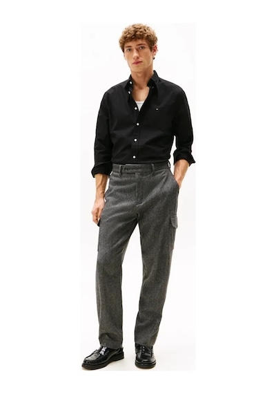 Tommy Hilfiger Solıd Herıtage Oxford Rf Shırt Erkek Siyah Uk Gömlek - Mw0mw35774