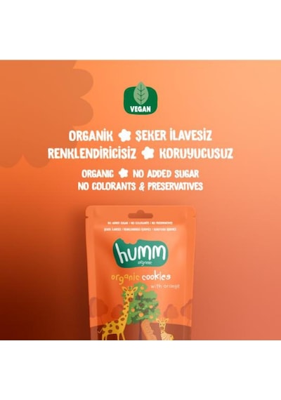 Humm Organic Organik Portakallı Kurabiye 55 G