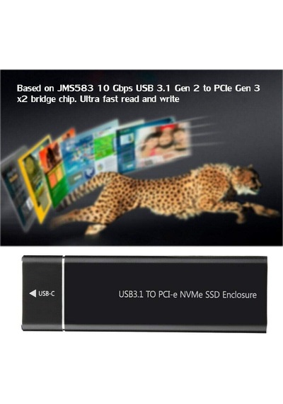 M.2 Nvme Usb3.1 Tip-c Gen2 10gbps Muhafaza M.2 Pcı-e Ssd Sabit Disk Harici Sürücü Kutusu M.2 M-key Ssd'den Usb-c'ye Adaptör Siyah