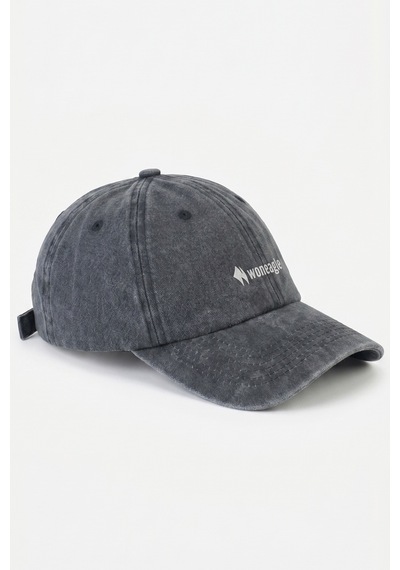 Woneagle Unisex Siyah Yıkamalı Eskitme Vintage Nakış Logolu Beyzbol Şapkası Kep Siyah Siyah